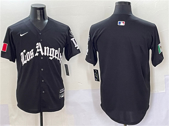 Men's Los Angeles Dodgers Blank Black Mexico 2025 LA Gothic Style With Fernando Patch Vapor Premier Limited Stitched Baseball Jersey