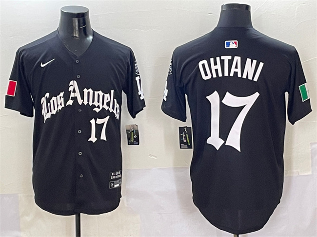 Men's Los Angeles Dodgers #17 Shohei Ohtani Black Mexico 2025 LA Gothic Style With Fernando Patch Vapor Premier Limited Stitched Baseball Jersey