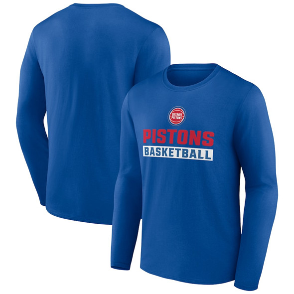 Men's Detroit Pistons Royal Let's Go Long Sleeve T-Shirt