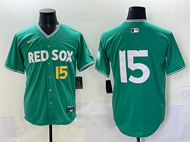 Men's Boston Red Sox #15 Dustin Pedroia Green 2025 City Connect Limited Stitched Baseball Jersey