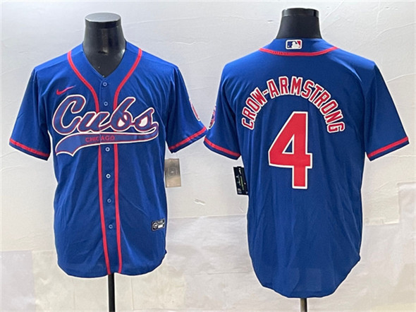 Men's Chicago Cubs #4 Pete Crow-Armstrong Royal Cool Base Stitched Baseball Jersey