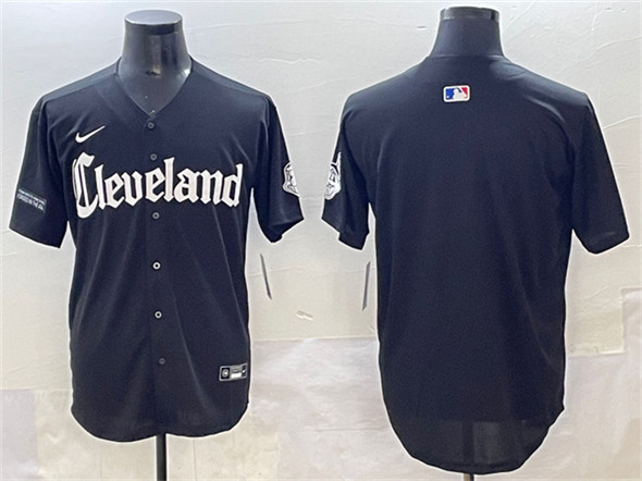 Men's Cleveland Guardians Blank Black Gothic Vapor Premier Limited Stitched Baseball Jersey