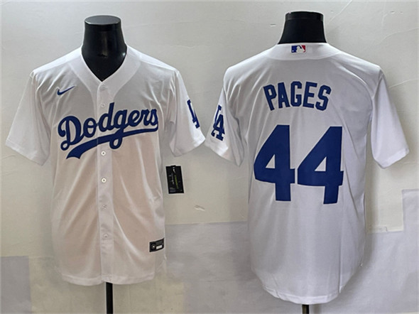 Men's Los Angeles Dodgers #44 Andy Pages White Cool Base Stitched Baseball Jersey