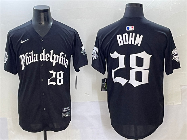Men's Philadelphia Phillies #28 Alec Bohm Black Gothic Vapor Limited Stitched Jersey