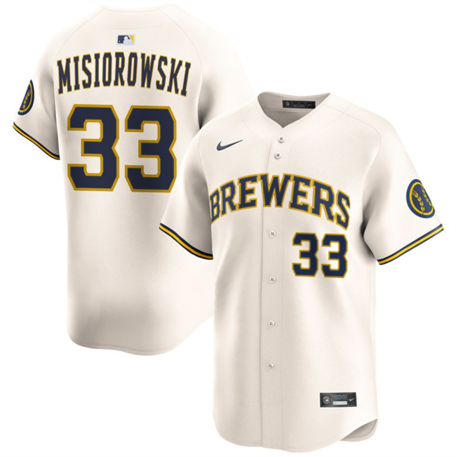 Men's Milwaukee Brewers #33 Jacob Misiorowski Cream 2025 Limited Stitched Baseball Jersey