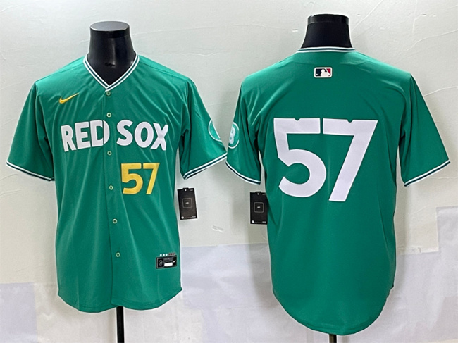 Men's Boston Red Sox #57 Greg Weissert Green 2025 City Connect Limited Stitched Baseball Jersey