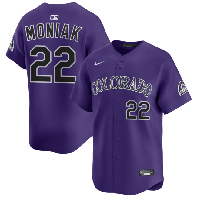 Men's Colorado Rockies #22 Mickey Moniak Purple Limited Stitched Baseball Jersey