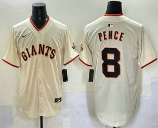 Men's San Francisco Giants #8 Hunter Pence Cream Limited Stitched Jersey