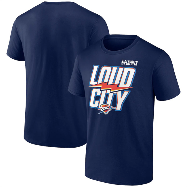 Men's Oklahoma City Thunder Navy 2025 Playoffs Loud City Slogan T-Shirt