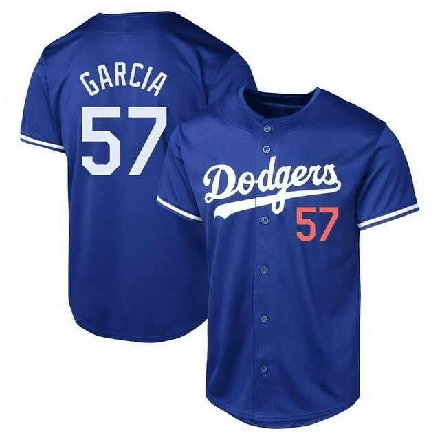 Men's Los Angeles Dodgers #57 Luis Garcia Blue Cool Base Stitched Baseball Jersey