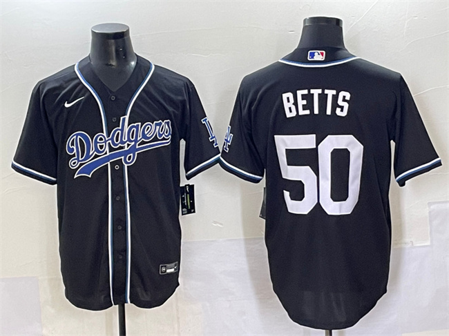 Men's Los Angeles Dodgers #50 Mookie Betts Black Fashion Stitched Baseball Jersey