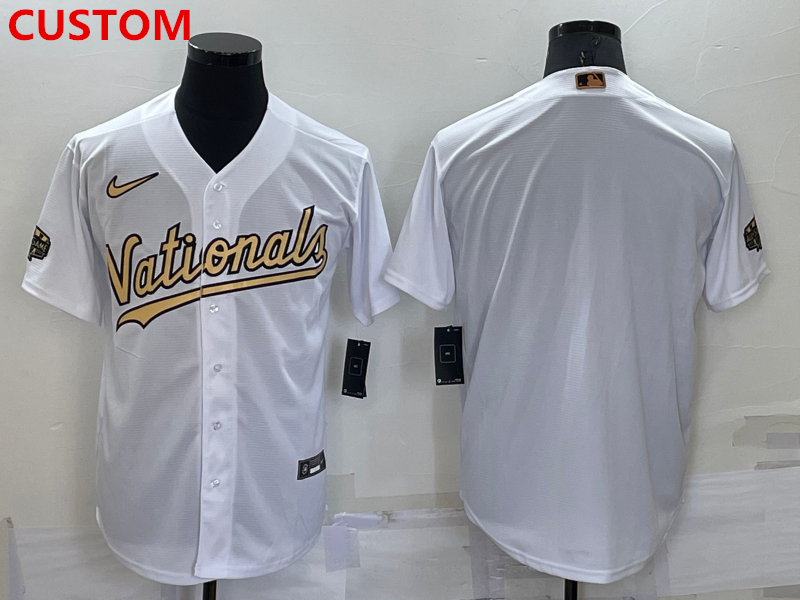 Men's Washington Nationals Custom White 2022 All Star Stitched Cool Base Nike Jersey