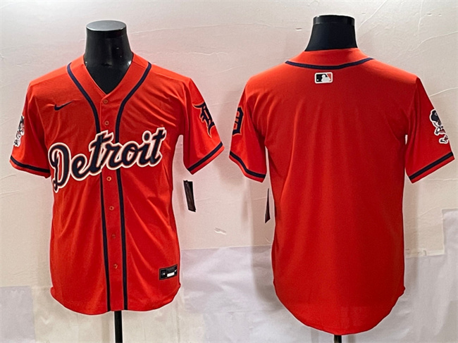 Men's Detroit Tigers Blank Orange With Patch Vapor Premier Limited Stitched Baseball Jersey