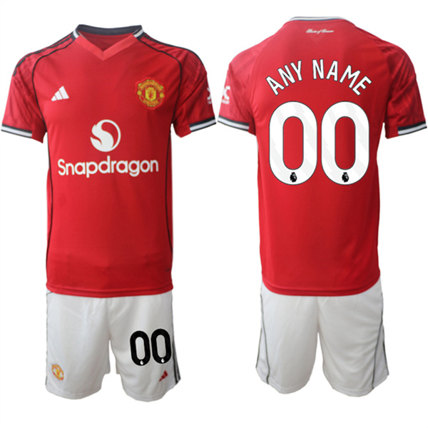Men's Manchester United Custom 2025-26 Red Home Soccer Jersey Suit