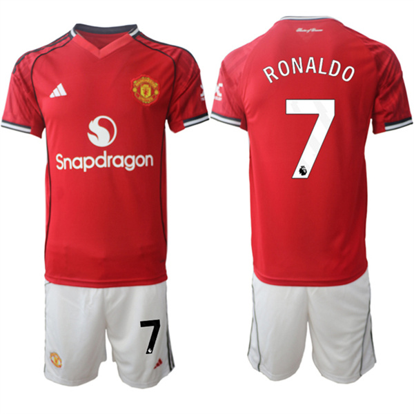 Men's Manchester United #7 Ranoldo 2025-26 Red Home Soccer Jersey Suit