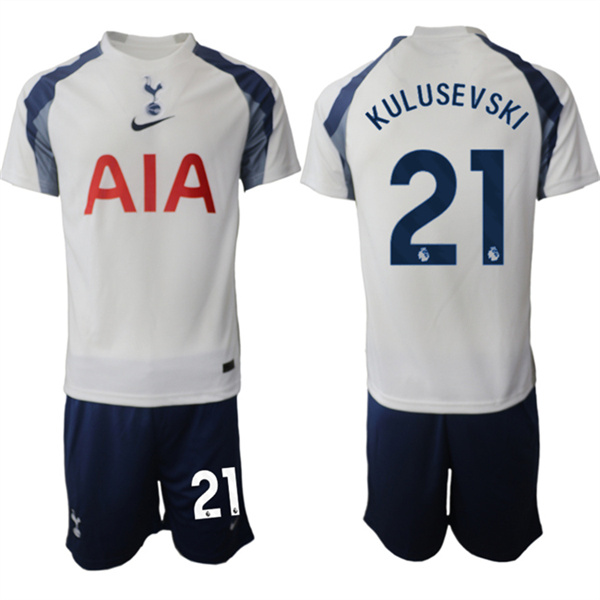Men's Tottenham Hotspur #21 Dejan Kulusevski 2025-26 White Home Soccer Jersey Suit