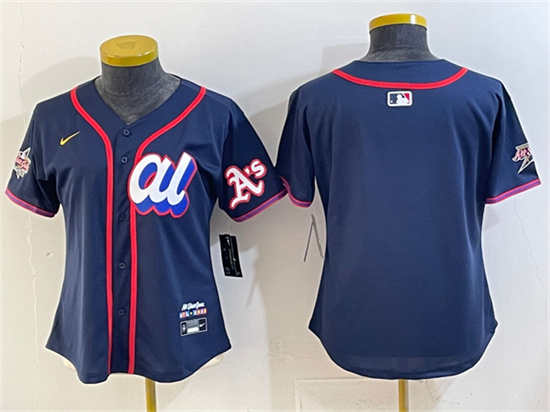 Women's American League Oakland Athletics Blank Navy 2025 All-Star Edition Limited Stitched Baseball Jersey(Run Small)