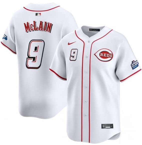 Men's Cincinnati Reds #9 Matt McLain White 2025 Speedway Classic Home Limited Stitched Baseball Jersey