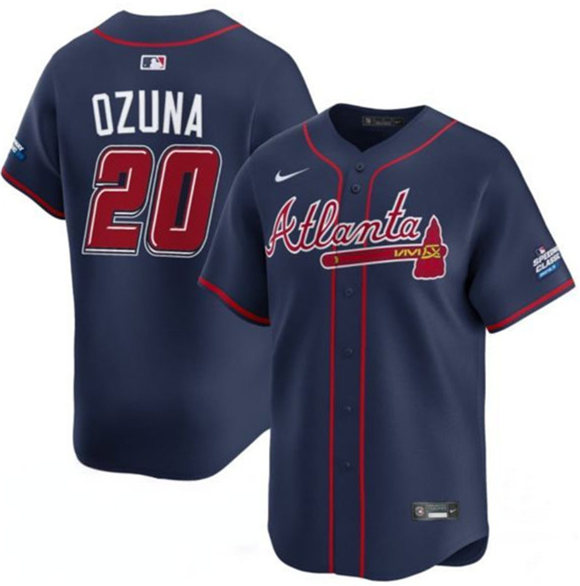 Men's Atlanta Braves #20 Marcell Ozuna Navy 2025 Speedway Classic Alternate Limited Stitched Baseball Jersey