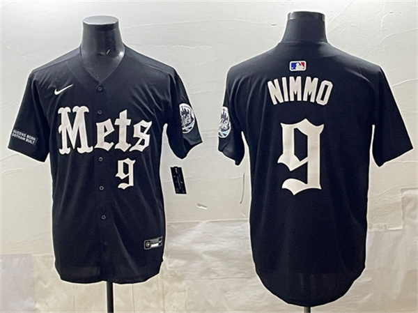 Men's New York Mets #9 Brandon Nimmo Black 'Gotham Gothic Edition' Vapor Premier Limited Stitched Baseball Jersey