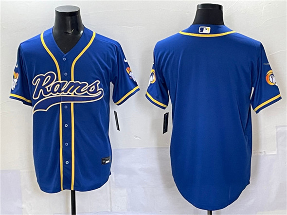 Men's Los Angeles Rams Blank Royal Cool Base Stitched Baseball Jersey