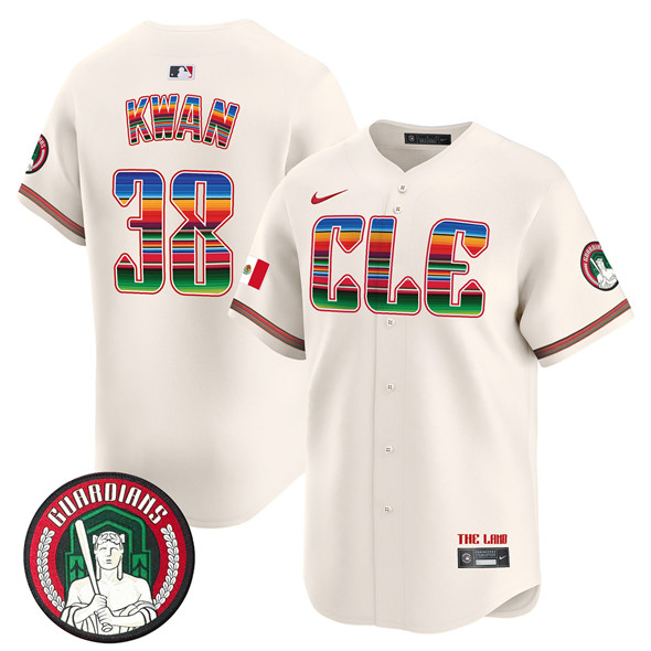 Men's Cleveland Guardians #38 Steven Kwan Cream Mexico Vapor Premier Limited Stitched Baseball Jersey
