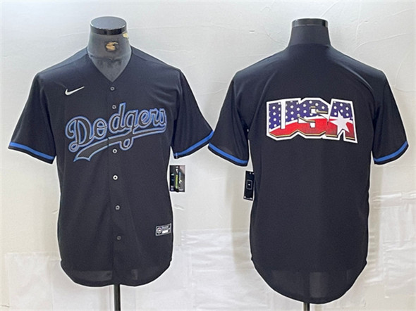 Men's Los Angeles Dodgers Team Big Logo Black Fashion Stitched Baseball Jerseys