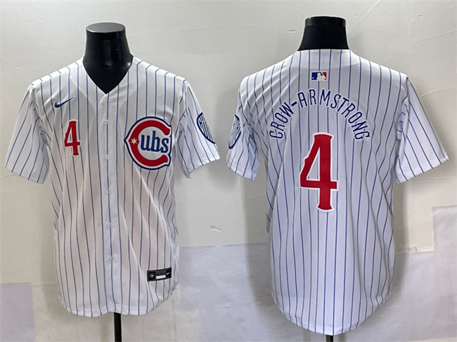 Men's Chicago Cubs #4 Pete Crow-Armstrong White Pinstripe 2nd Alternate Limited Stitched Baseball Jersey