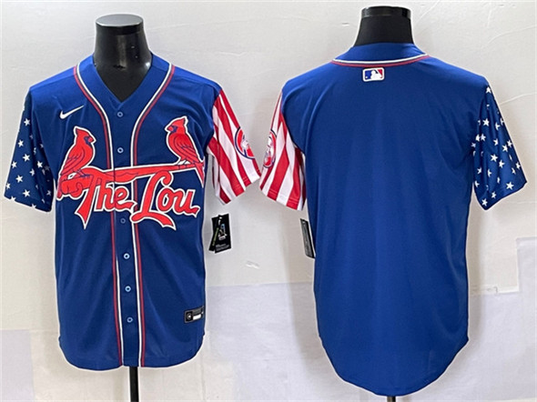 Men's St. Louis Cardinals Blank Royal Independence Day Vapor Premier Limited Stitched Baseball Jersey