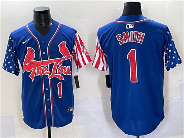 Men's St. Louis Cardinals #1 Ozzie Smith Royal Independence Day Vapor Premier Limited Stitched Baseball Jersey