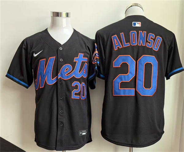 Men's New York Mets #20 Pete Alonso Black 2025 Stitched Baseball Jersey
