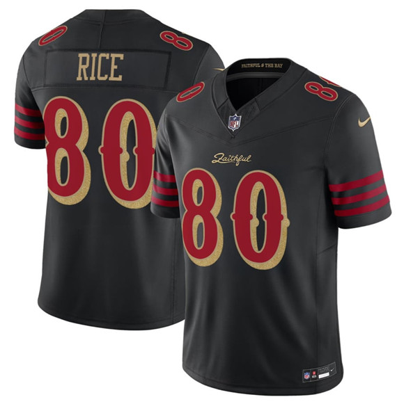 Men's San Francisco 49ers #80 Jerry Rice Black 2025 F.U.S.E. “Rivalries” Vapor Limited Football Stitched Jersey