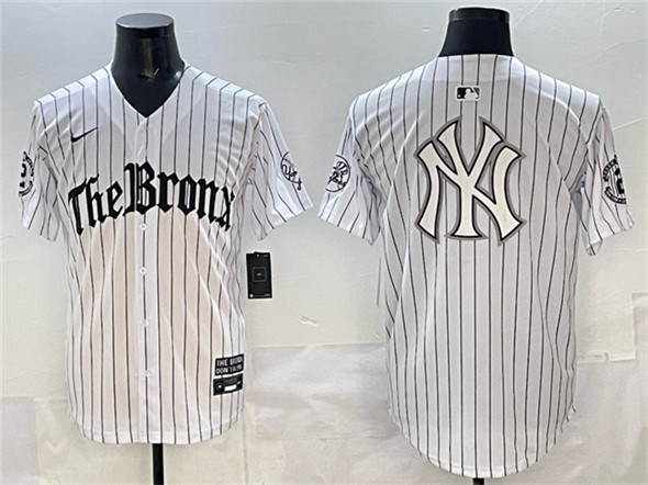 Men's New York Yankees Team Big Logo White Pinstripe 'Gothic Legacy Edition' Vapor Premier Limited Stitched Baseball Jersey