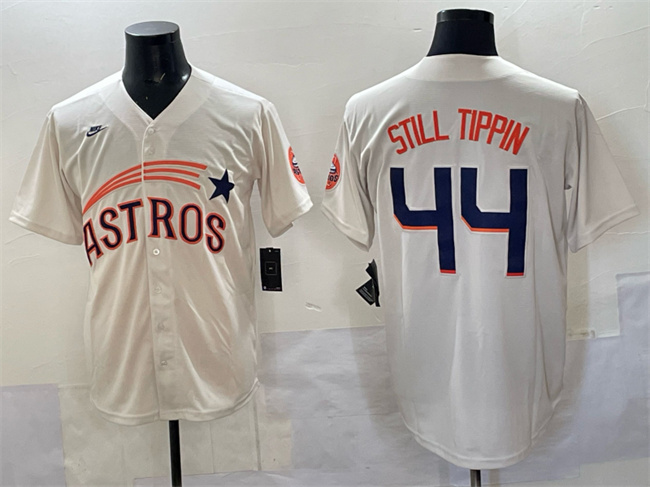 Men's Houston Astros #44 Still Tippin Cream Throwback Cooperstown Collection Limited Stitched Baseball Jersey