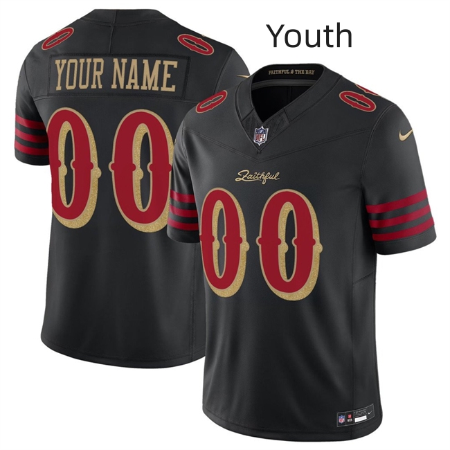 Youth San Francisco 49ers Active Player Custom Black 2025 F.U.S.E. “Rivalries” Vapor Limited Stitched Football Jersey