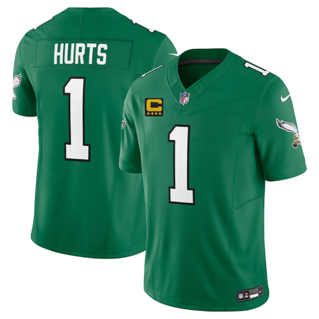 Men's Philadelphia Eagles #1 Jalen Jurts Kelly Green 2025 F.U.S.E. With 4-Star C Patch Vapor Untouchable Limited Throwback Football Stitched Jersey