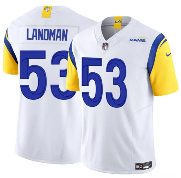 Men's Los Angeles Rams #53 Nate Landman White 2025 F.U.S.E. Vapor Untouchable Football Stitched Jersey