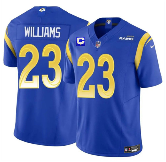 Men's Los Angeles Rams #23 Kyren Williams Blue 2025 F.U.S.E. With 1-Star C Patch Vapor Untouchable Football Stitched Jersey