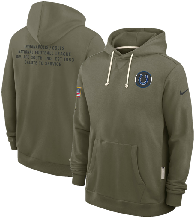 Men's Indianapolis Colts Olive 2025 Salute to Service Pullover Hoodie