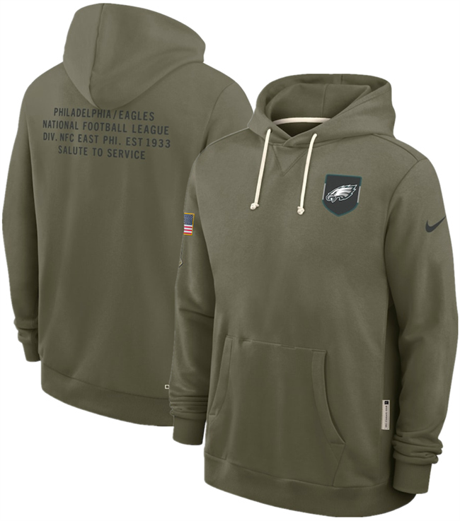 Men's Philadelphia Eagles Olive 2025 Salute to Service Pullover Hoodie