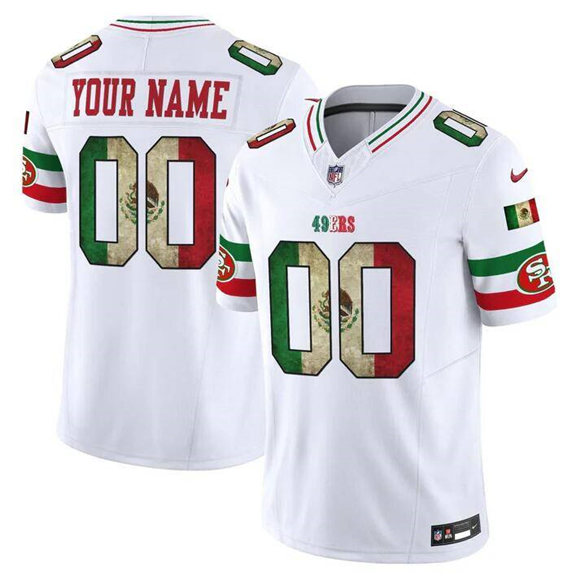 Men's San Francisco 49ers Active Player Custom White 2025 F.U.S.E. Mexico Vapor Limited Football Stitched Jersey