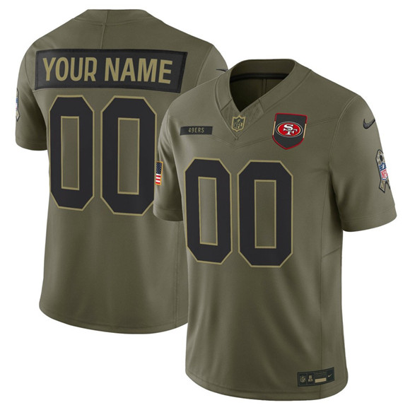 Men's San Francisco 49ers Active Player Custom Olive 2025 Salute to Service Limited Football Stitched Jersey