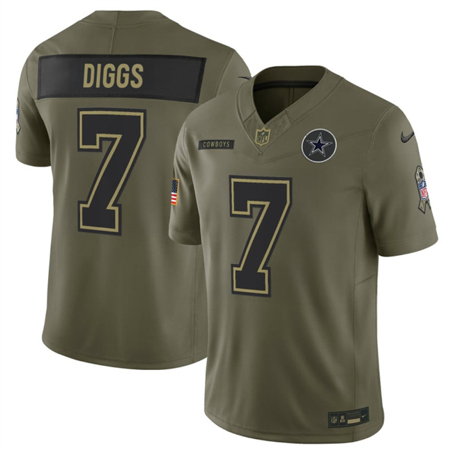 Men's Dallas Cowboys #7 Trevon Diggs Olive 2025 F.U.S.E. Salute to Service Limited Football Stitched Jersey