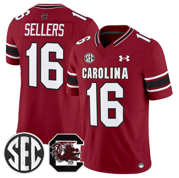 Men's South Carolina Fighting Gamecocks #16 LaNorris Sellers Garnet 2025 F.U.S.E. Stitched Jersey