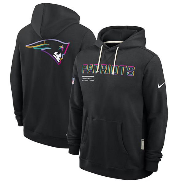 Men's New England Patriots Black 2025 Crucial Catch Dri-FIT Hoodie