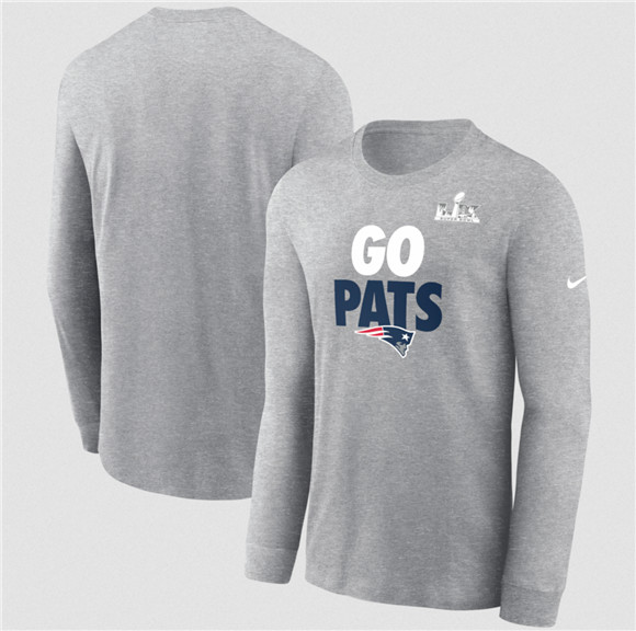 Men's New England Patriots Heather Gray 2025 Super Bowl LX Fast As Fast Gets Long Sleeve T-Shirt