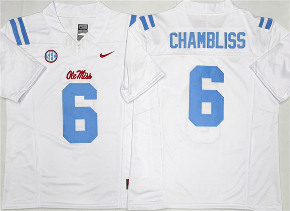 Men's Ole Miss Rebels #6 Trinidad Chambliss White 2026 F.U.S.E. Stitched jersey