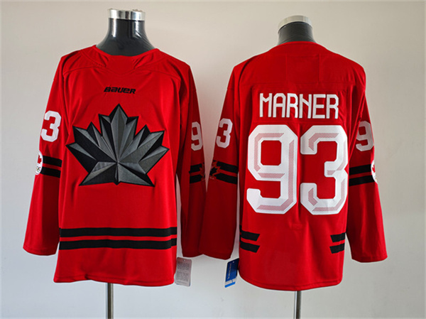 Men's Canada Hockey #93 Mitch Marner Red Stitched Jersey