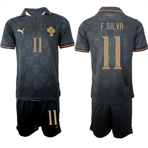 Men's Portugal #11 F.SILVA National Team FIFA x World Cup 2026 Away Gray On Eusebio special edition Jersey