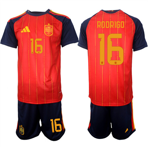 Men's Spain #16 RODRIGO National Team FIFA x World Cup 2026 Home Red On Field Jerseys